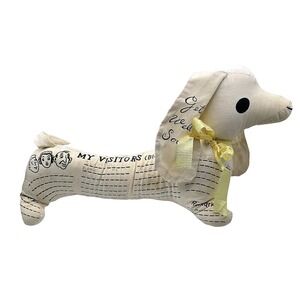 Vtg 50s 60s Autographed Hound Dachshund Dog Plush Toy GET WELL SOON 16 in